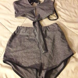 2 piece crop top and shorts